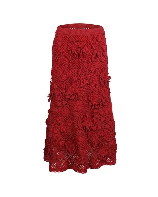 Valentino Garavani Black Floral Appliquéd Skirt