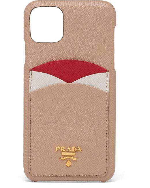 Prada Leather Card-slot Iphone 11 Pro Max Case | Lyst