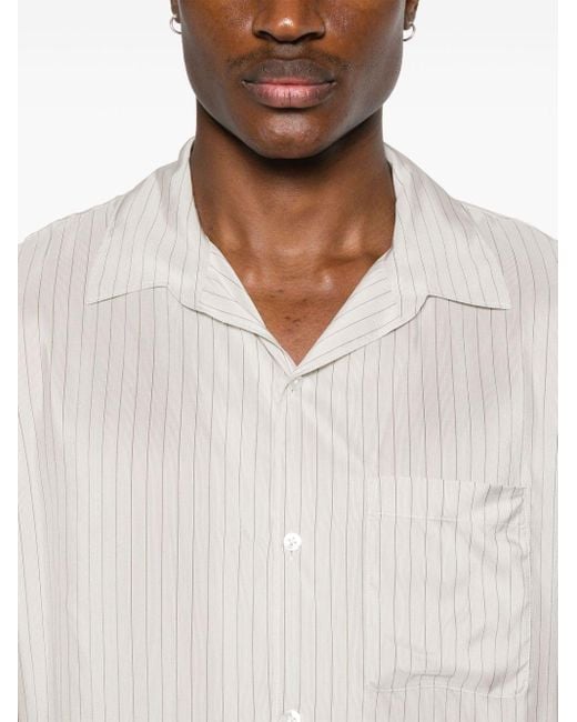 The Row White Kiton Striped Silk Shirt for men