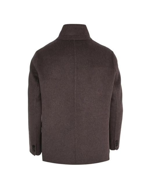 Luciano Barbera Brown High-Neck Button-Up Jacket for men