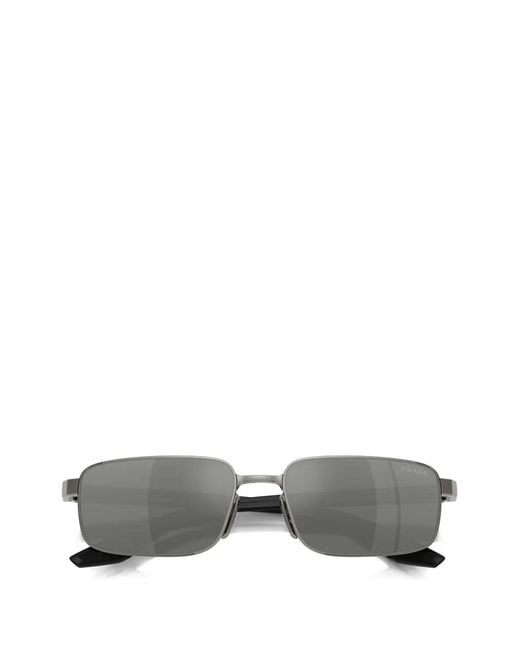 Prada Linea Rossa Gray Rectangle-Frame Sunglasses for men
