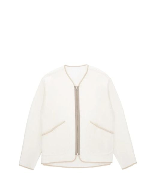 Fortela White Sherpa Contrast-Trim Wool Jacket for men