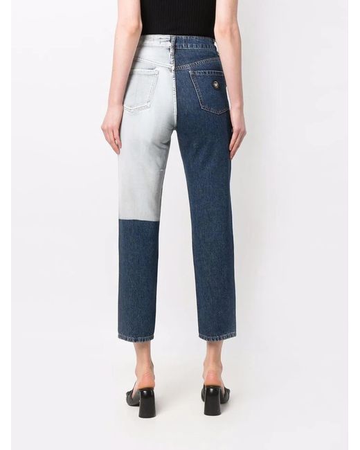 Philipp Plein Blue Two Tone Patch Jeans