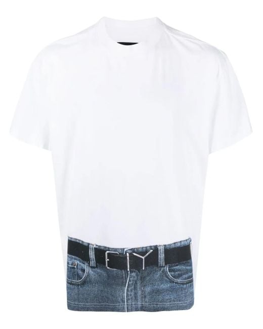 Y. Project White Trompe L'Oeil Belt-Print T-Shirt for men