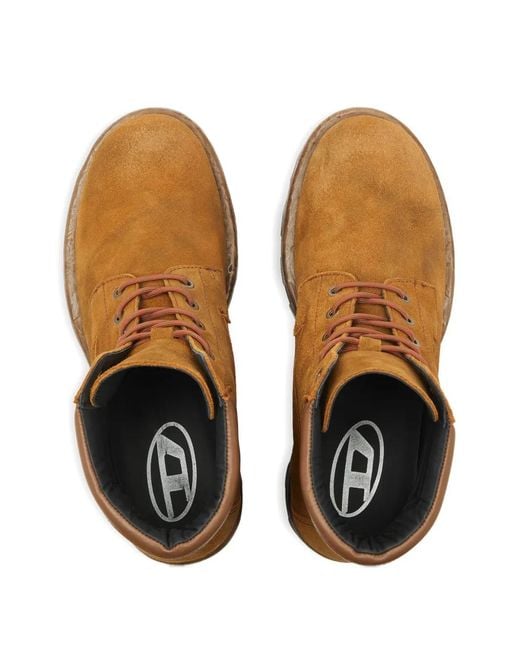 DIESEL Brown D-Hammer Lace-Up Ankle Boots for men