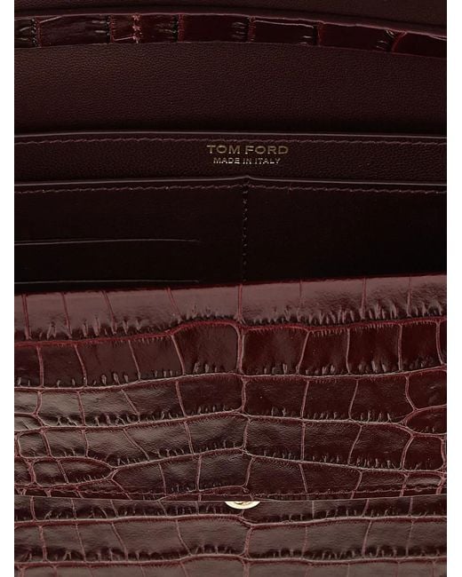 Tom Ford Purple Aube Crocodile-Effect Clutch Bag