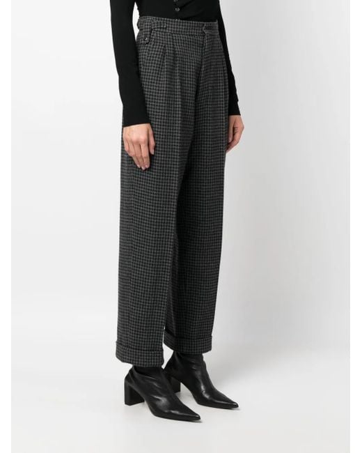 Nanushka Black Houndstooth-Pattern Cropped Trousers