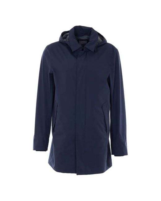 Herno Blue Removable Hood Raincoat for men