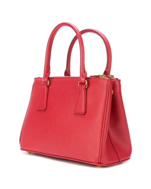 Prada Bluette Saffiano & Soft Calf Leather Small Borsa A Mano Tote