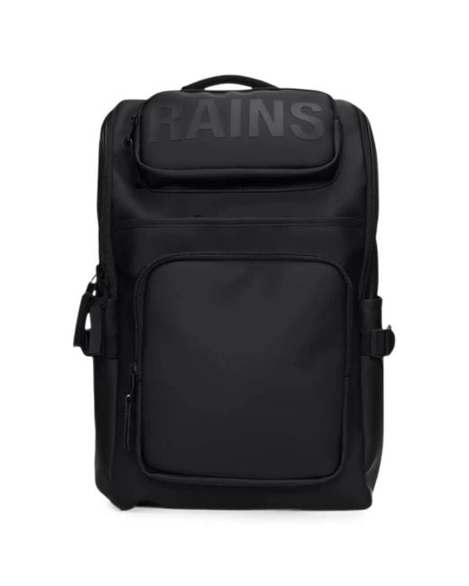 Rains Black Cargo Adjustable-Strap Backpack