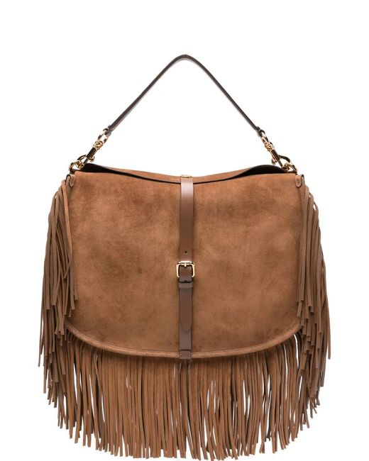 Etro Brown Crossbody Pony Xl Fringes 44,5X31,5X3 Cm
