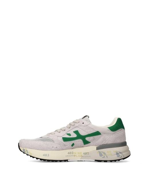 Premiata White Mick Panelled Sneakers for men
