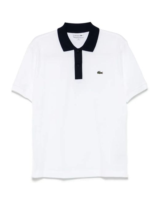 Polo À Col Contrastant Lacoste pour homme en coloris White