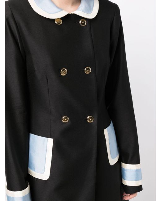 Macgraw Black Broadcast Colour-block Double-breasted Coat