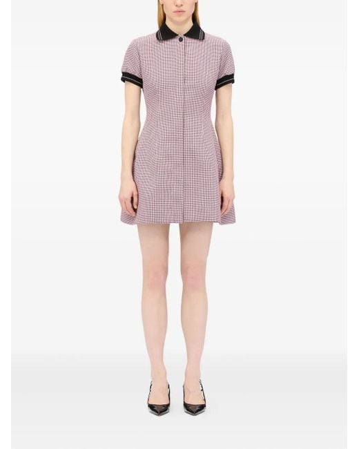 MSGM Purple Check-Print Mini Dress