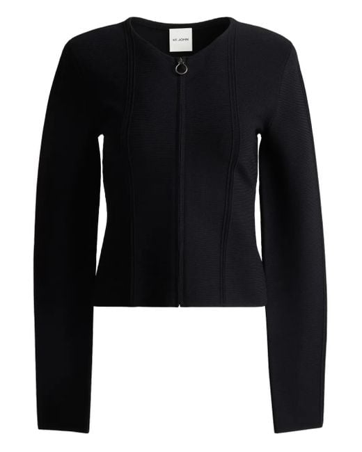 St. John リブニット カーディガン Black