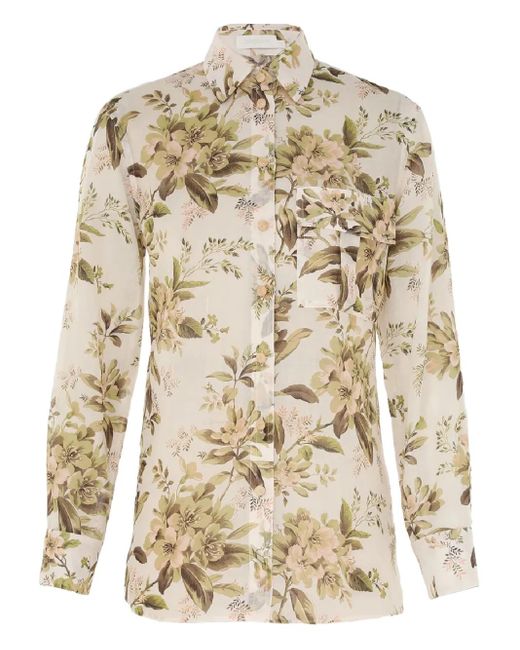 Zimmermann Natural Floral Pocket Shirt
