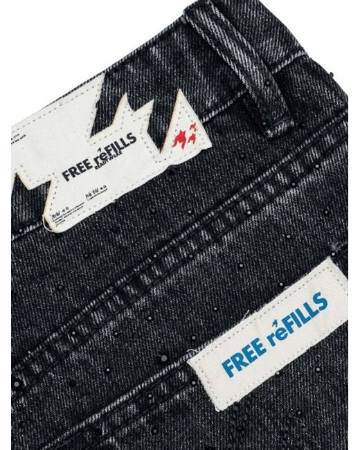 Free Refills Gray Zebra-Pattern Embellished Jeans for men