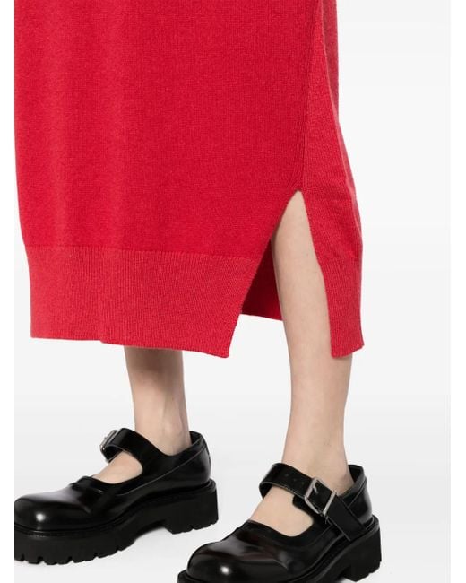 Barrie Red High-Waisted Knit Skirt