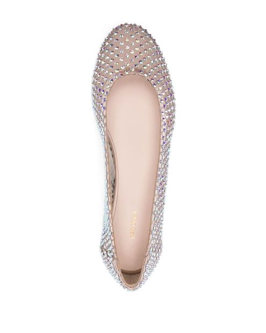 Le Silla Natural Gilda Rhinestone-embellished Ballerina Shoes