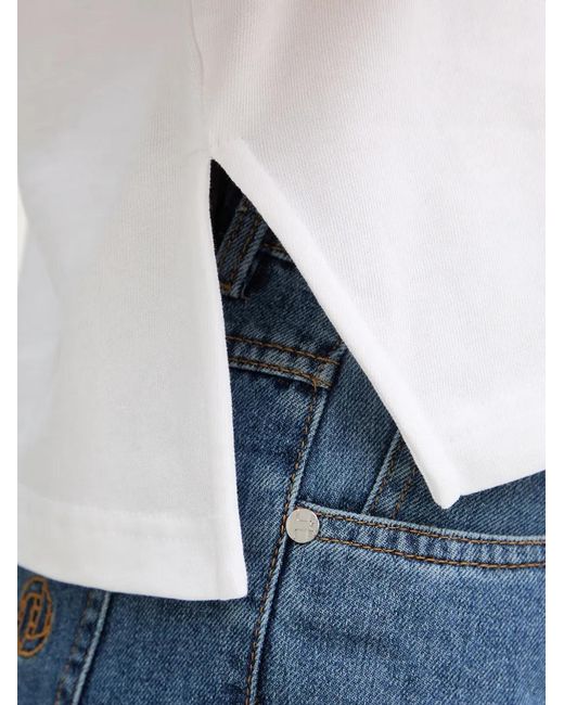 Trussardi White Graphic-Print Side-Slit T-Shirt