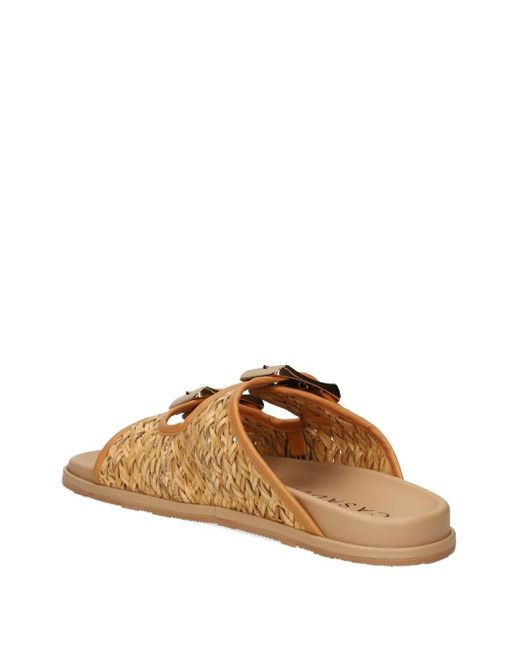 Casadei Brown Birky Woven Double-Buckle Sandals