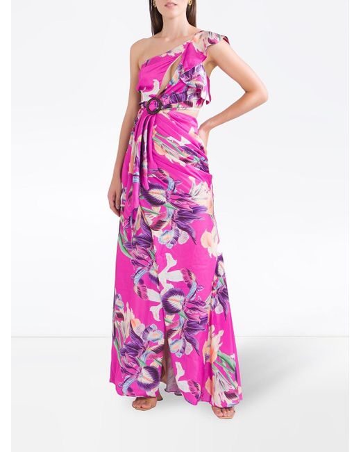 PATBO Silk Grace One-shoulder Maxi Dress in Pink - Lyst