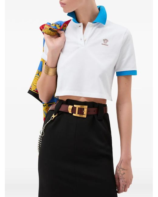 Polo À Broderies Versace en coloris Blue