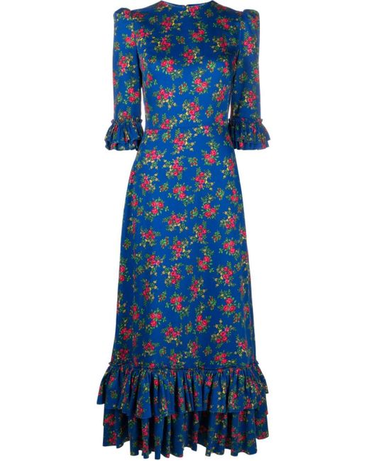 The Vampire's Wife Blue The Cinderella Floral-print Cotton Dress