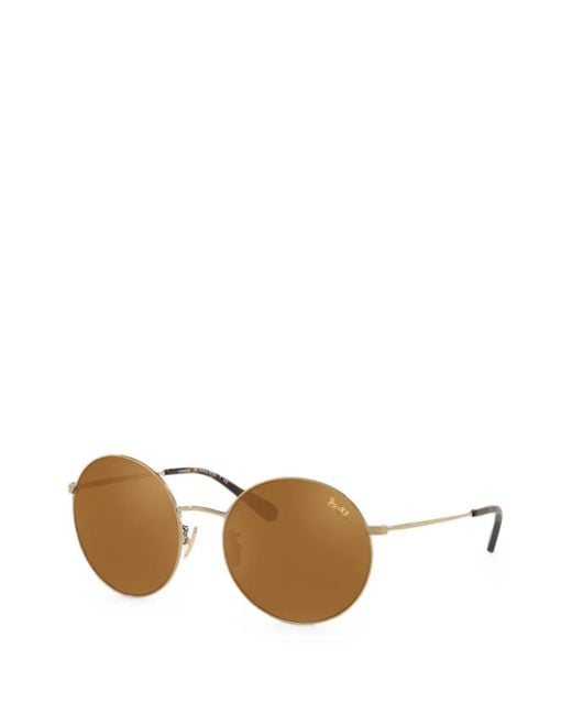 COACH Metallic Round-Frame Logo-Plaque Sunglasses