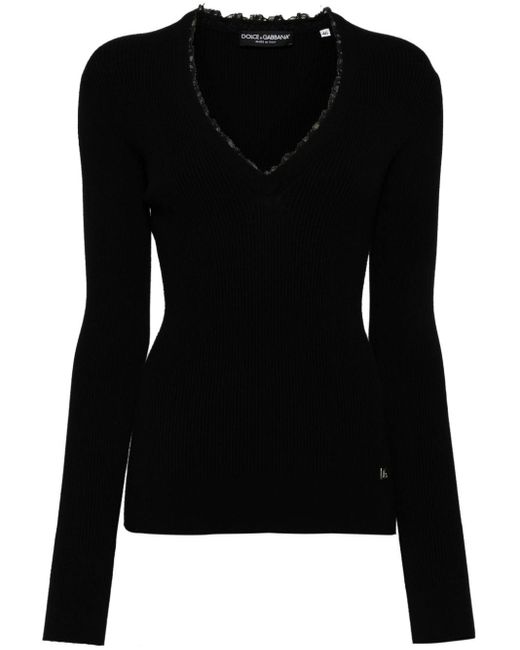 Pull à col v Dolce & Gabbana en coloris Black