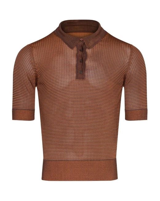 Maison Margiela Brown Striped Polo Shirt for men