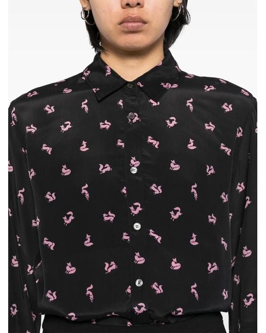 Maison Kitsuné Classic Fluid Blouse in het Black