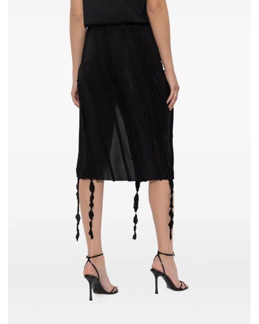 Blumarine Black Ruched Midi Skirt