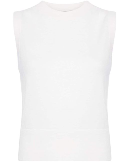 Vince White Wool-blend Knitted Tank Top