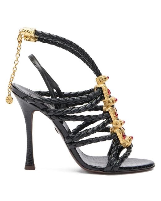 Roberto Cavalli Black Braided Sandals