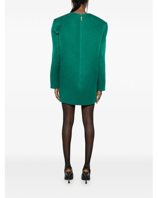 Saint Laurent Silk Mini Dress in Green | Lyst Saint Laurent Silk Mini Dress in Green | Lyst