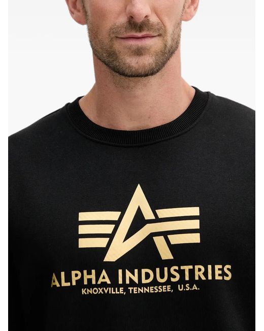 Alpha Industries Black Logo-Print Sweatshirt for men