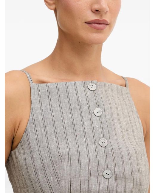 Sisley Blue Pinstriped Button-Front Sleeveless Top