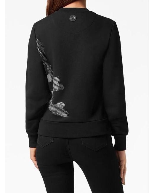 Philipp Plein Black Skull&Bones Cotton Sweatshirt