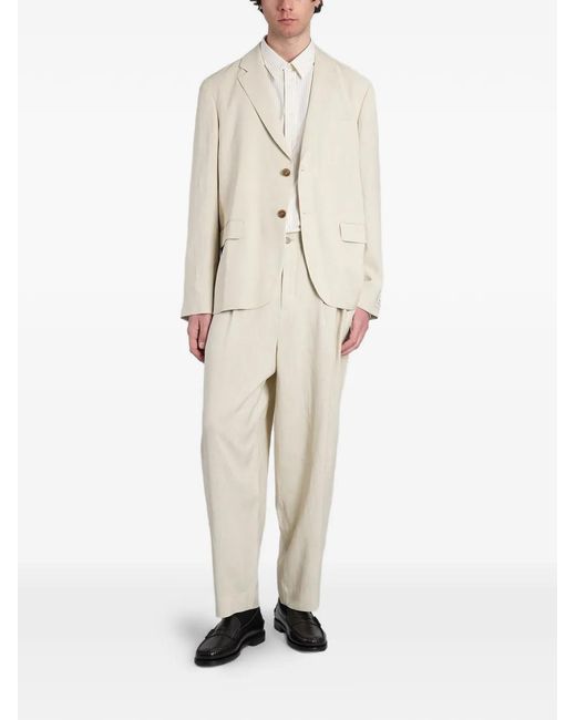 Maison Kitsuné White Logo-Patch Single-Breasted Tailored Blazer for men