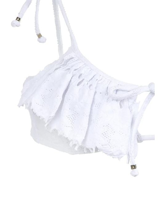 Amir Slama White Ruffled Bikini Set