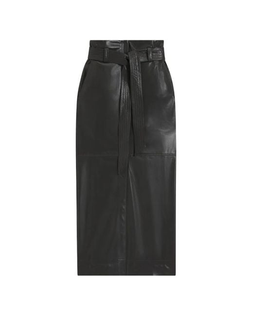 Boss Black Long-Length Faux-Leather Pencil Skirt With Tie Belt