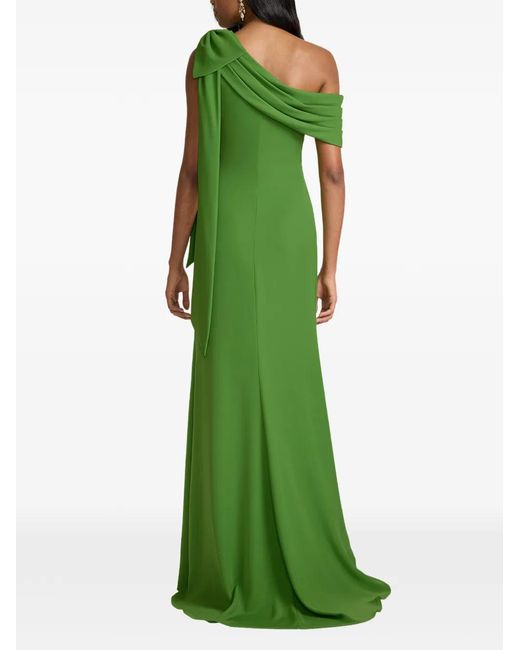 Tadashi Shoji Green Bow One-shoulder Maxi Dress