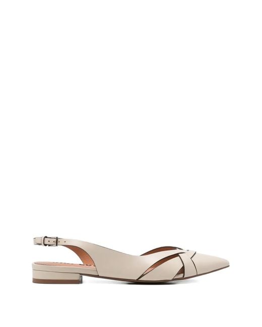 Bibi Lou White Nolia Criss-Cross Leather Flat Pumps