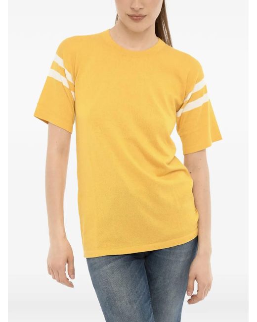 Woolrich Yellow Contrast-Stripe Crew-Neck T-Shirt