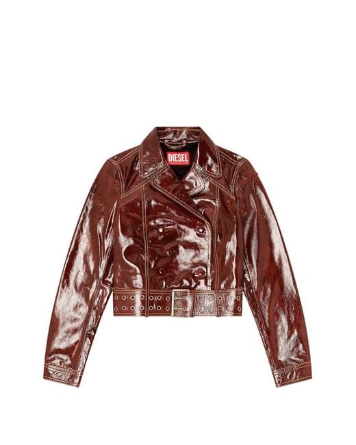 DIESEL Red Patent Double-Breasted Jacket