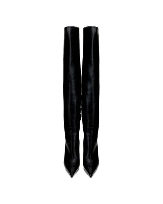 Roberto Cavalli Black Snake-Embellished Pointed-Toe Boots