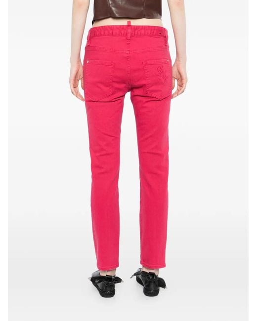 DSquared² Red Logo-Tag Slim-Fit Jeans