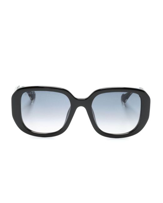 Gucci Blue Interlocking-G Oversize-Frame Sunglasses